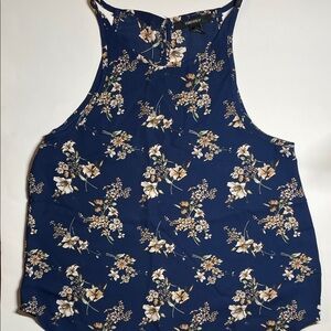 Forever 21 Floral Print Navy Tank Top